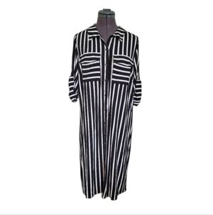 SZ8 NWT Rayon Jersy Joseph Ribkoff Black and White Striped Long Sleeve Dress